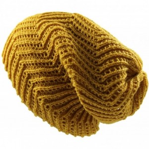 Skullies & Beanies Unisex Knit Slouch Reversible Beanie - Mustard - C811TWU4R4L $13.14