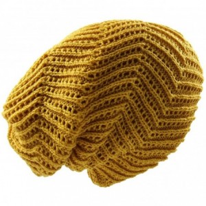 Skullies & Beanies Unisex Knit Slouch Reversible Beanie - Mustard - C811TWU4R4L $13.14