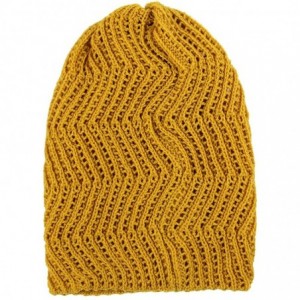 Skullies & Beanies Unisex Knit Slouch Reversible Beanie - Mustard - C811TWU4R4L $13.14