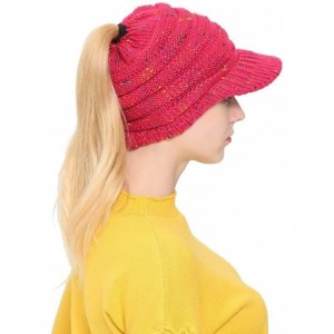 Skullies & Beanies Women Winter Ponytail Turban Hat Knit Baseball Cap Earmuffs Beanie Hat - Watermelon Red - CK18KNKY94S $7.82