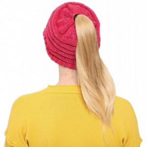 Skullies & Beanies Women Winter Ponytail Turban Hat Knit Baseball Cap Earmuffs Beanie Hat - Watermelon Red - CK18KNKY94S $7.82