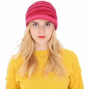 Skullies & Beanies Women Winter Ponytail Turban Hat Knit Baseball Cap Earmuffs Beanie Hat - Watermelon Red - CK18KNKY94S $7.82