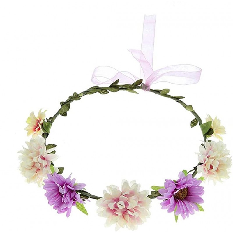 Headbands Women Flower Wreath Crown Floral Wedding Garland Headband Boho Festival Beach Party Hair Band - Multicolor1 - C418N...