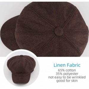 Newsboy Caps Women Linen Newsboy Cap Cabbie Hat 8 Panels - 6 7/8 Fitted - Brown - CX18Q52TIRE $14.43