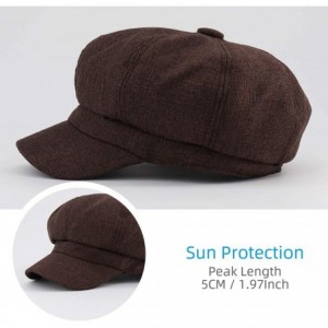 Newsboy Caps Women Linen Newsboy Cap Cabbie Hat 8 Panels - 6 7/8 Fitted - Brown - CX18Q52TIRE $14.43