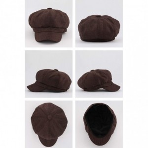 Newsboy Caps Women Linen Newsboy Cap Cabbie Hat 8 Panels - 6 7/8 Fitted - Brown - CX18Q52TIRE $14.43