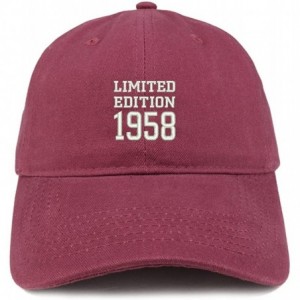 Baseball Caps Limited Edition 1958 Embroidered Birthday Gift Brushed Cotton Cap - Maroon - CE18CO4XK5G $16.66