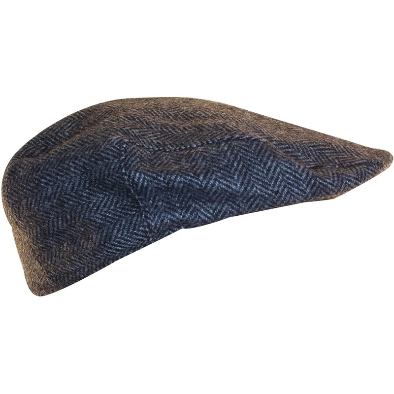 Newsboy Caps 100% Wool Irish Flat Cap Gray Herringbone - CB18D6UE87Y $43.24