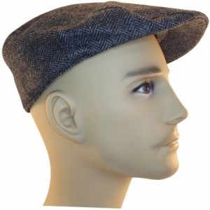 Newsboy Caps 100% Wool Irish Flat Cap Gray Herringbone - CB18D6UE87Y $43.24