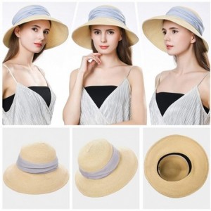 Sun Hats Womens UPF 50 Summer Straw Beach Sun Hat Wide Brim Fashion Fedora Packable & Adjustable - C3198UDX8NG $25.05