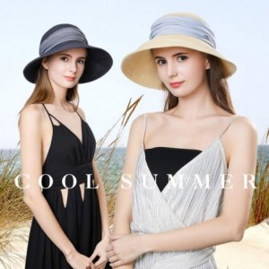 Sun Hats Womens UPF 50 Summer Straw Beach Sun Hat Wide Brim Fashion Fedora Packable & Adjustable - C3198UDX8NG $25.05