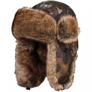 Skullies & Beanies Unisex Russian Warm Fur Ski Winter Hunting Trapper Bomber Hat - Brown Camouflage - C318LT7UKE2 $54.56