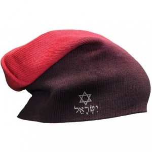 Skullies & Beanies Custom Slouchy Beanie Hebrew Israel Star of David A Embroidery Cotton - Red - CM18A55ARH3 $14.48