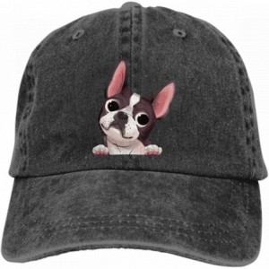 Baseball Caps Adults Boston Terrier Baseball Caps Peep Dog Denim Sport Bill Caps - Black - CE18M5XKQ0Z $28.24