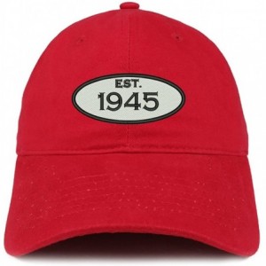 Baseball Caps Established 1945 Embroidered 75th Birthday Gift Soft Crown Cotton Cap - Red - C5183KX3U7S $33.79