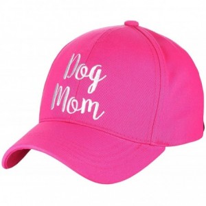 Baseball Caps Women's Embroidered Quote Adjustable Cotton Baseball Cap - Dog Mom- Hot Pink - C9180OS0WK7 $27.71