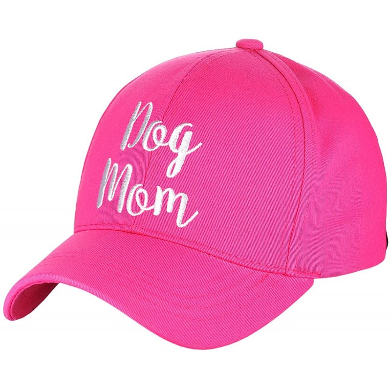 Baseball Caps Women's Embroidered Quote Adjustable Cotton Baseball Cap - Dog Mom- Hot Pink - C9180OS0WK7 $17.14