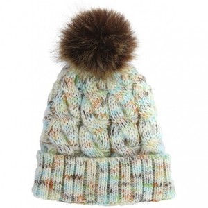 Skullies & Beanies Women Fashion Winter Warm Ponytail Patchwork Knitted Cap Hats & Caps - White - CC18AK24T3N $16.08