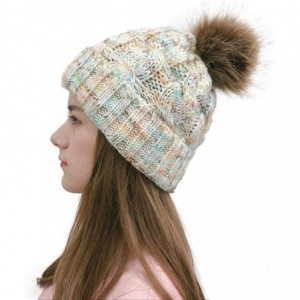 Skullies & Beanies Women Fashion Winter Warm Ponytail Patchwork Knitted Cap Hats & Caps - White - CC18AK24T3N $16.08