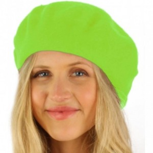 Berets Classic Winter 100% Wool Warm French Art Basque Beret Tam Beanie Hat Cap Lime - CR186869L3A $8.61