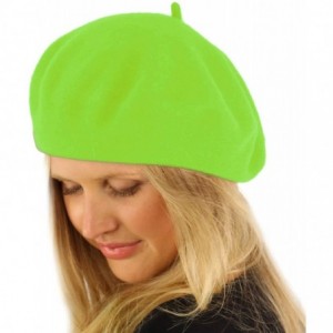 Berets Classic Winter 100% Wool Warm French Art Basque Beret Tam Beanie Hat Cap Lime - CR186869L3A $8.61