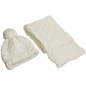 Skullies & Beanies Women Girls Winter Warm Fashion Knitted Hat Beanie Scarf Set - White - CO18ILTIXCS $19.13