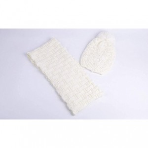 Skullies & Beanies Women Girls Winter Warm Fashion Knitted Hat Beanie Scarf Set - White - CO18ILTIXCS $19.13