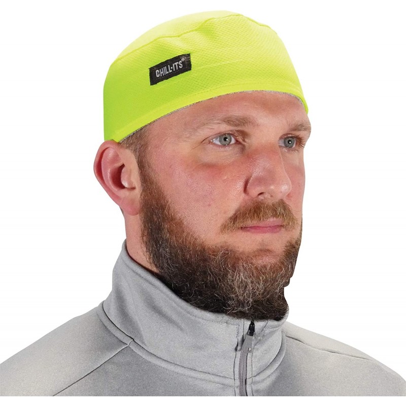 Baseball Caps Chill Its 6630 Skull Cap- Lined with Terry Cloth Sweatband- Sweat Wicking- Lime - Lime - CW11520UY47 $10.12