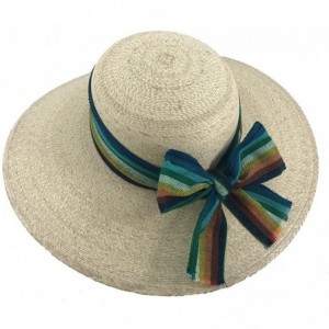 Sun Hats The Original DAMA Lady's Moreno Palm Straw Sun Hat - Natural W/ Green/Rainbow Bow - CZ184NLLG66 $54.46