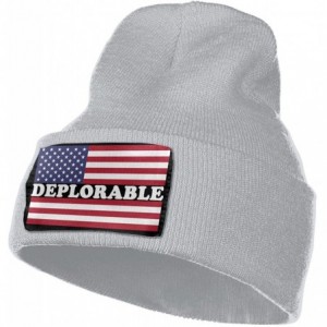 Skullies & Beanies Deplorable American Flag Men Women Knit Hats Stretchy & Soft Ski Cap Beanie - Gray - CP18LKT3KHZ $29.85