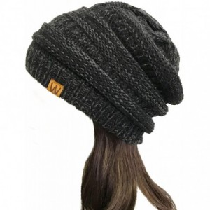 Skullies & Beanies Winter Thick Knit Beanie Slouchy Beanie for Men & Women - Two Tone- Charcoal Gray - CZ12N38EC68 $10.93