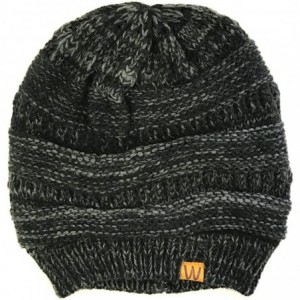 Skullies & Beanies Winter Thick Knit Beanie Slouchy Beanie for Men & Women - Two Tone- Charcoal Gray - CZ12N38EC68 $10.93