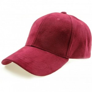 Sun Hats Classic Faux Leather Suede Adjustable Plain Baseball Cap - 2 Burgundy - C512N9R5XUO $22.56