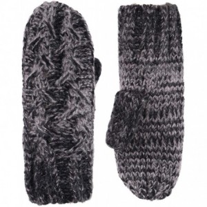 Skullies & Beanies Adult Women's 3 Piece Winter Set - Pompom Beanie Hat- Scarf- Mittens - Black/Grey Gloves No Lined - CJ18HA...