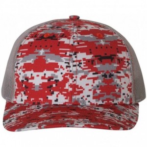 Baseball Caps Richardson Unisex 112 Trucker Adjustable Snapback Baseball Cap - Red Digital Camo/ Charcoal - CV127UBKQTD $12.99