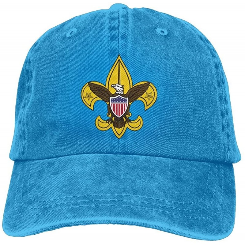 Baseball Caps Unisex Boy Scout Fleur De Lis Dyed Washed Denim Cotton Baseball Cap Hat Black - Royalblue - C918CU42E2C $12.48