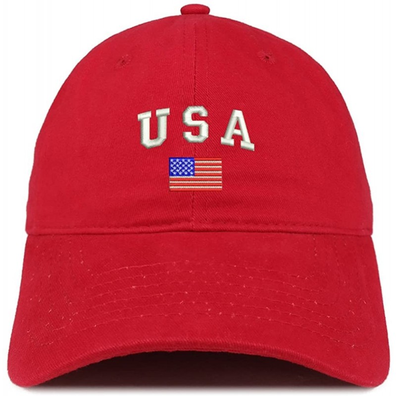 Baseball Caps American Flag and USA Embroidered Dad Hat Patriotic Cap - Red - C312IZK8E29 $18.62