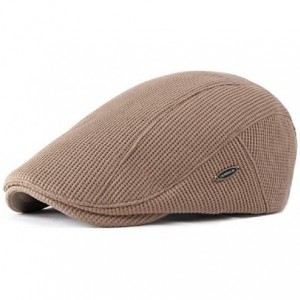 Newsboy Caps Mens Cotton Newsboy-Cap Flat Ivy Hat Gatsby Cabbie Cap - Khaki - C818NHWCSD4 $9.27