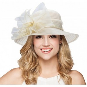 Sun Hats Womens Kentucky Derby Floral Wide Brim Church Dress Sun Hat A323 - Beige - CE18DH7NWGE $20.75