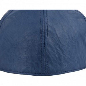 Newsboy Caps Distressed Faux Leather Men's Newsboy Ivy Cap- Solid Color Gatsby Duckbill Pub Hat- Everyday Cap - Navy - CB18Y0...