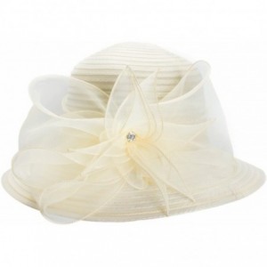 Sun Hats Womens Kentucky Derby Floral Wide Brim Church Dress Sun Hat A323 - Beige - CE18DH7NWGE $20.75