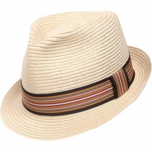 Fedoras Unisex Fedora Straw Sun Hat Paper Summer Short Brim Beach Jazz Cap - Natural - CQ18CLUXIL8 $28.75