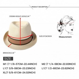 Fedoras Unisex Fedora Straw Sun Hat Paper Summer Short Brim Beach Jazz Cap - Natural - CQ18CLUXIL8 $28.75