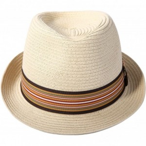 Fedoras Unisex Fedora Straw Sun Hat Paper Summer Short Brim Beach Jazz Cap - Natural - CQ18CLUXIL8 $28.75