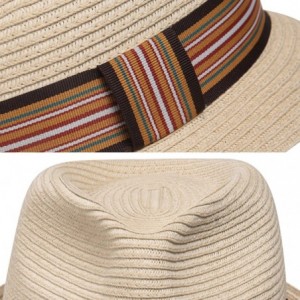 Fedoras Unisex Fedora Straw Sun Hat Paper Summer Short Brim Beach Jazz Cap - Natural - CQ18CLUXIL8 $28.75