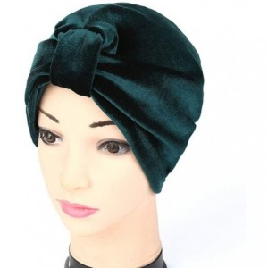 Skullies & Beanies ❤Women Indian Style Velvet Turban Hat Bandana Chemo Head Wrap Muslim Headscarf (Green-2) - Green-2 - CD18L...