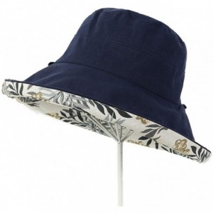 Sun Hats Bucket Hat for Women Double Side Wear Hat Girls Large Wide Brim Hat Packable Visor Caps - Navy (Leaves) - C918RY5I69...