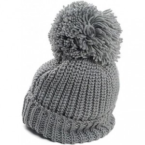 Skullies & Beanies Warm Cuffed Baggy Winter Beanie Knit Crochet Ski Women Lady Hat Cap - Grey - CU11OOKS6QJ $7.24