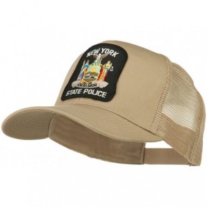 Baseball Caps New York State Police Patched Mesh Back Cap - Khaki - CR11ND58HTR $21.29