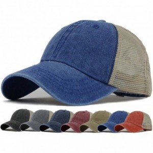 Baseball Caps Men Women Washed Distressed Twill Cotton Baseball Cap Vintage Adjustable Dad Hat - Blue - C118UZZ9SCN $10.81